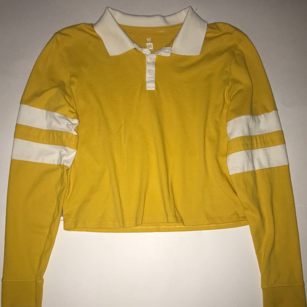 Yellow and White Collard Top